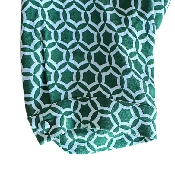 BODEN Tall Caftan Dress Green & White Geometric Patterned Tunic Dress Size 12L - Picture 6 of 10